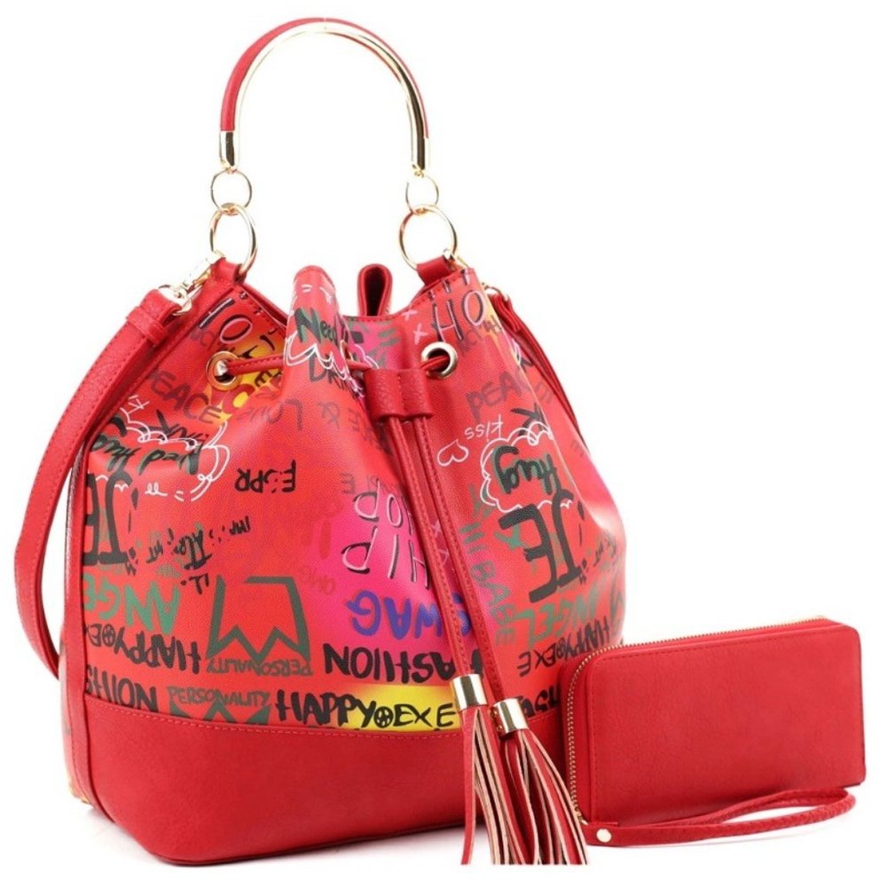 Graffiti Print 2way Drawstring Handbag